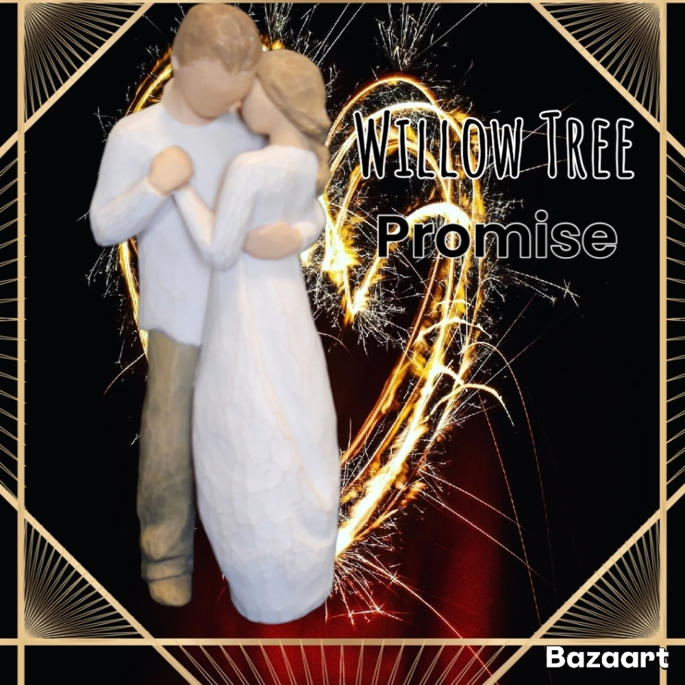 Willow Tree Embracing Couple / Hand Painted Resin Figurine 9in Tall
